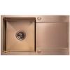 Single Bowl Stainless Steel Sink with Drainer and Siphon Copper Marmara