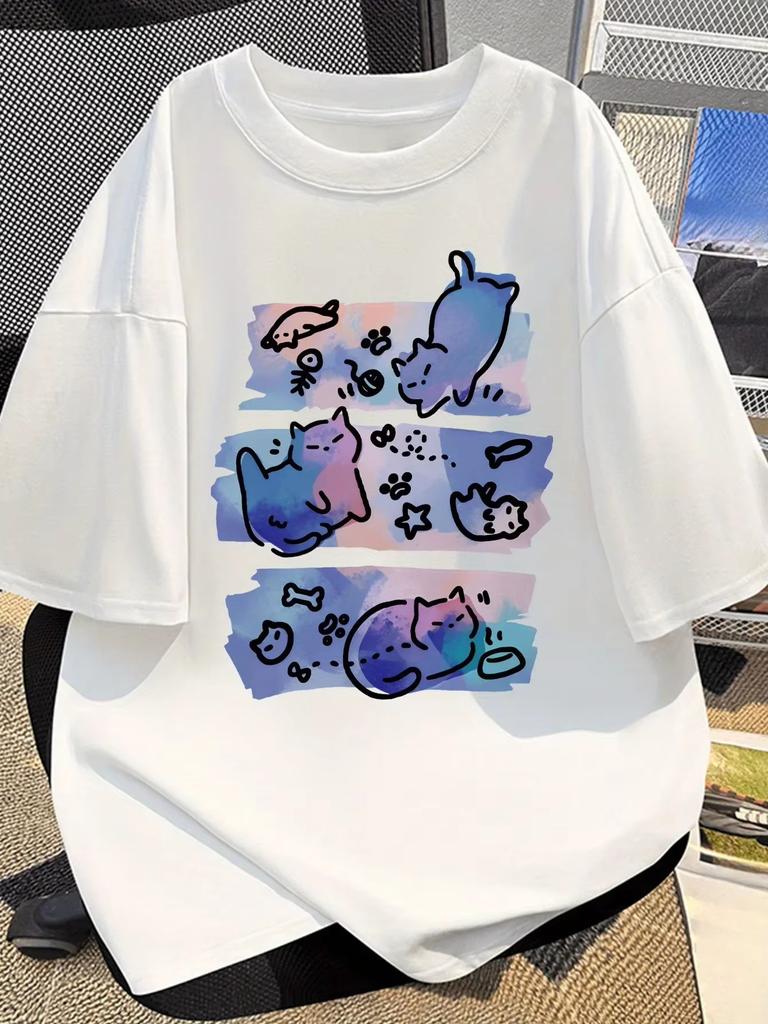 Kitten Trend Personalized Printing Pure Cotton Short-sleeved T-shirt Men's Summer New Casual Trend Brand Men's
