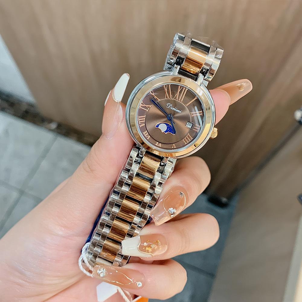 New Temperament Roman Disc Calendar Quartz Watch Fashionable Niche Steel Band Casual Ladies Watch