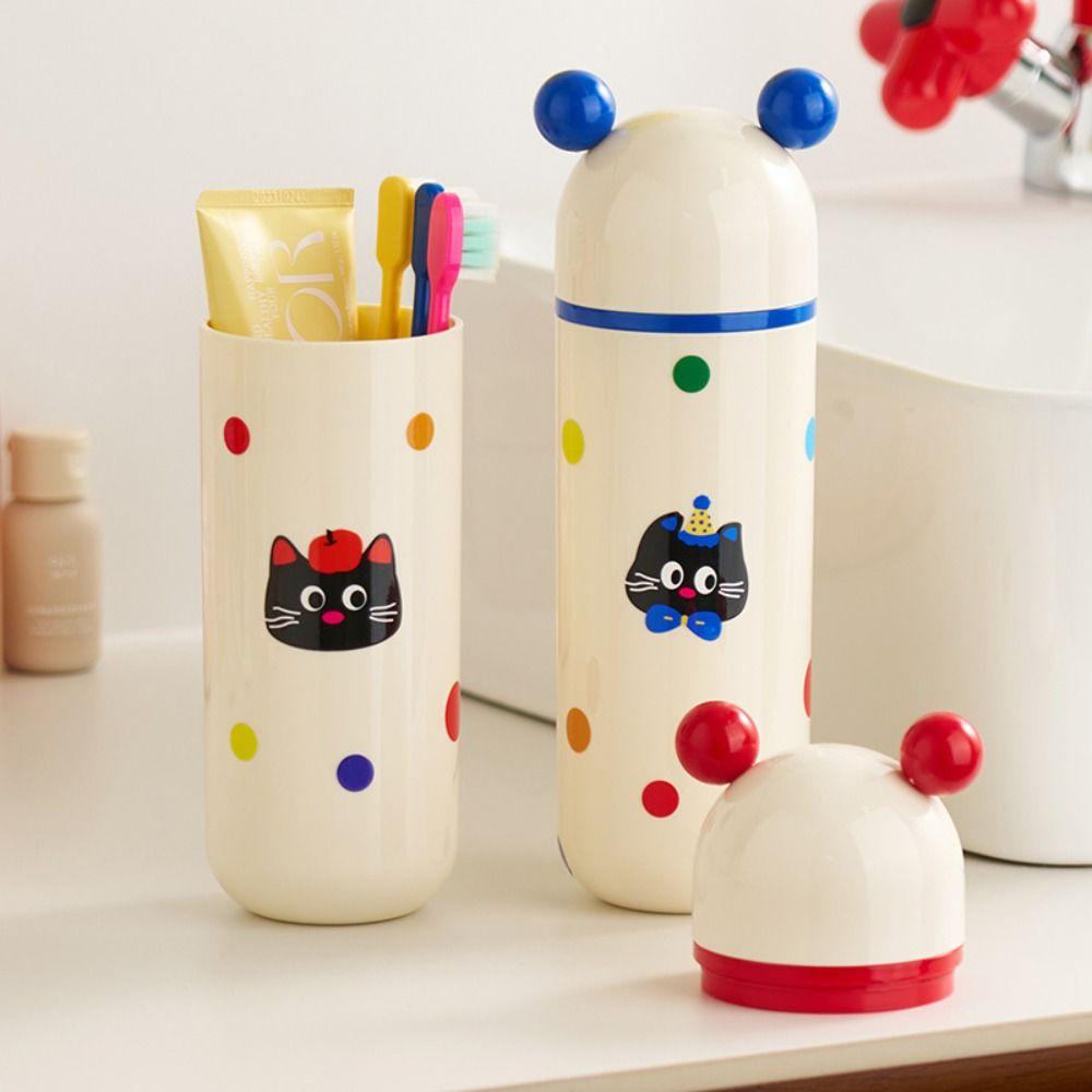 Dopamine Travel Toothbrush Case Cat Pattern Wash Cup Rinsing Cup Toothbrush Storage Box  Bathroom