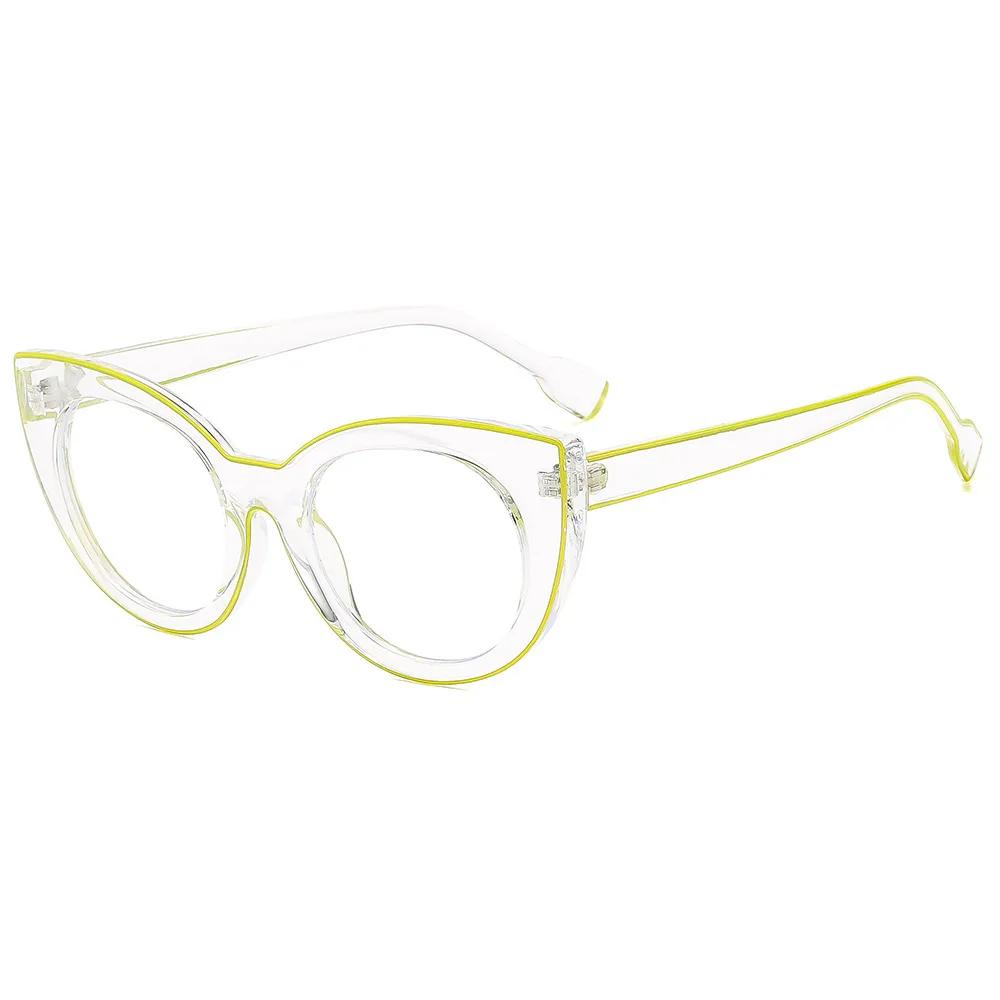 

Модные очки для чтения с полнооправой формы «кошачий глаз» большого размера для дам и господ, удобные очки с защитой от синего света от 0 до +4.0 +400 зелёный