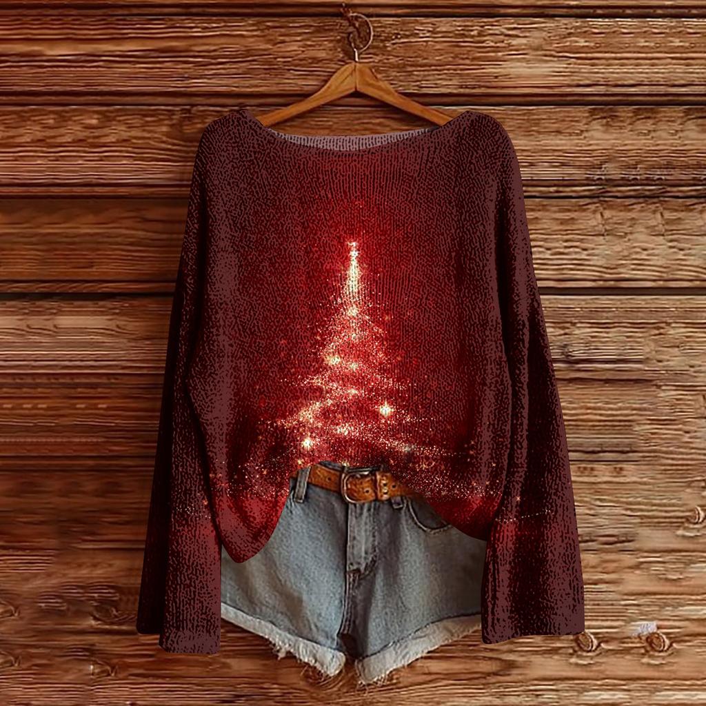 Women's Round Neck Lightweight Sweater Casual Long Sleeve Knit Pullover