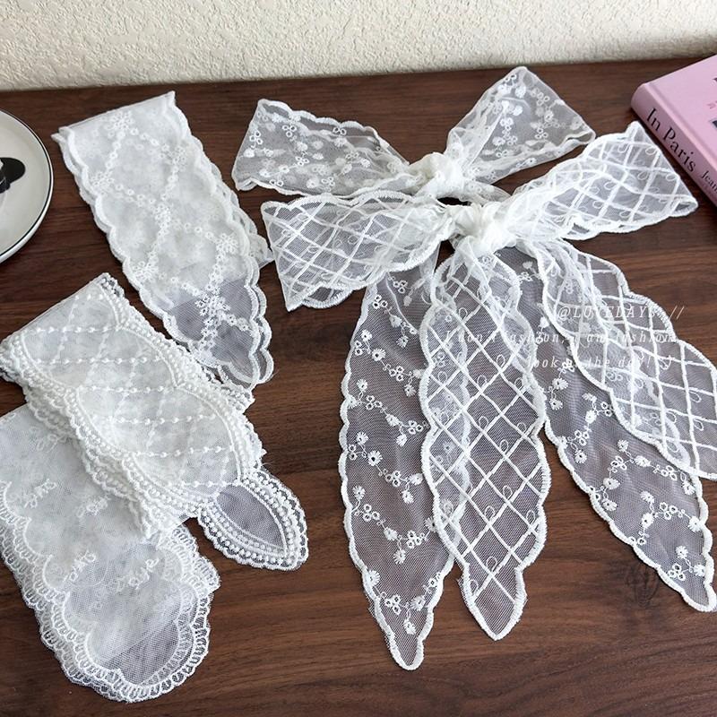 Sweet Sen Style White Lace Long Hair with Butterfly Tie Hair Rope Vigorous Girl Braid Versatile Hair Braiding Magic Weapon