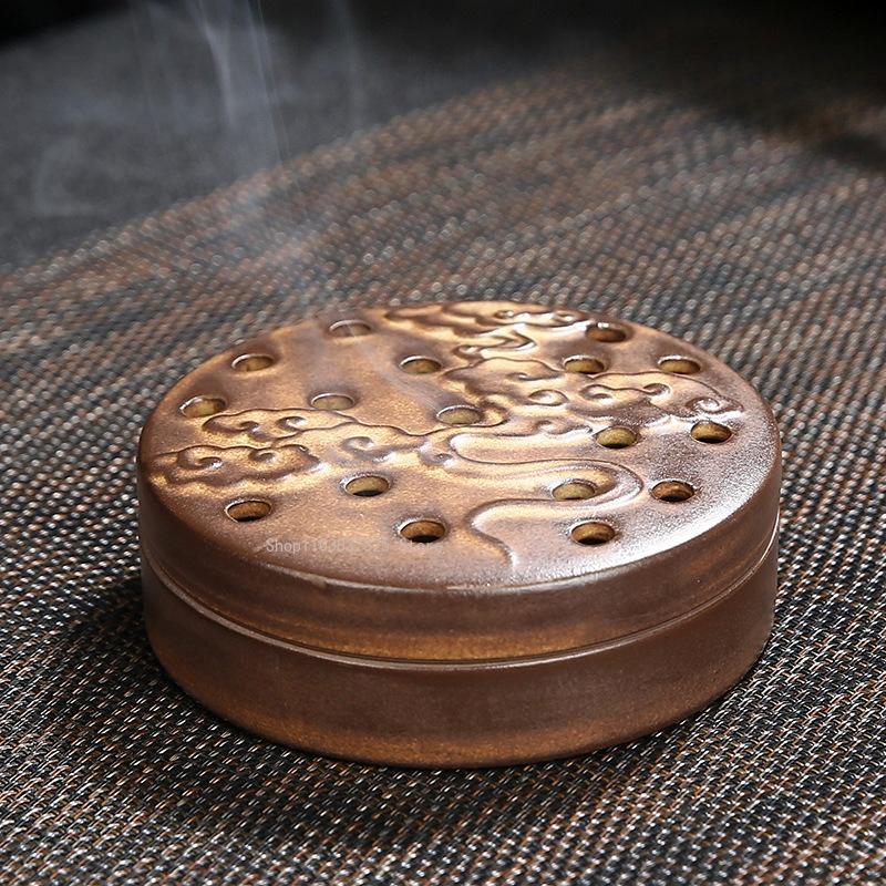4-hour Coil Incense Burner Ceramic Retro Hollow Aromatherapy Stove Home Tea Room Decorations Relaxing Purifying Fragrance Tools