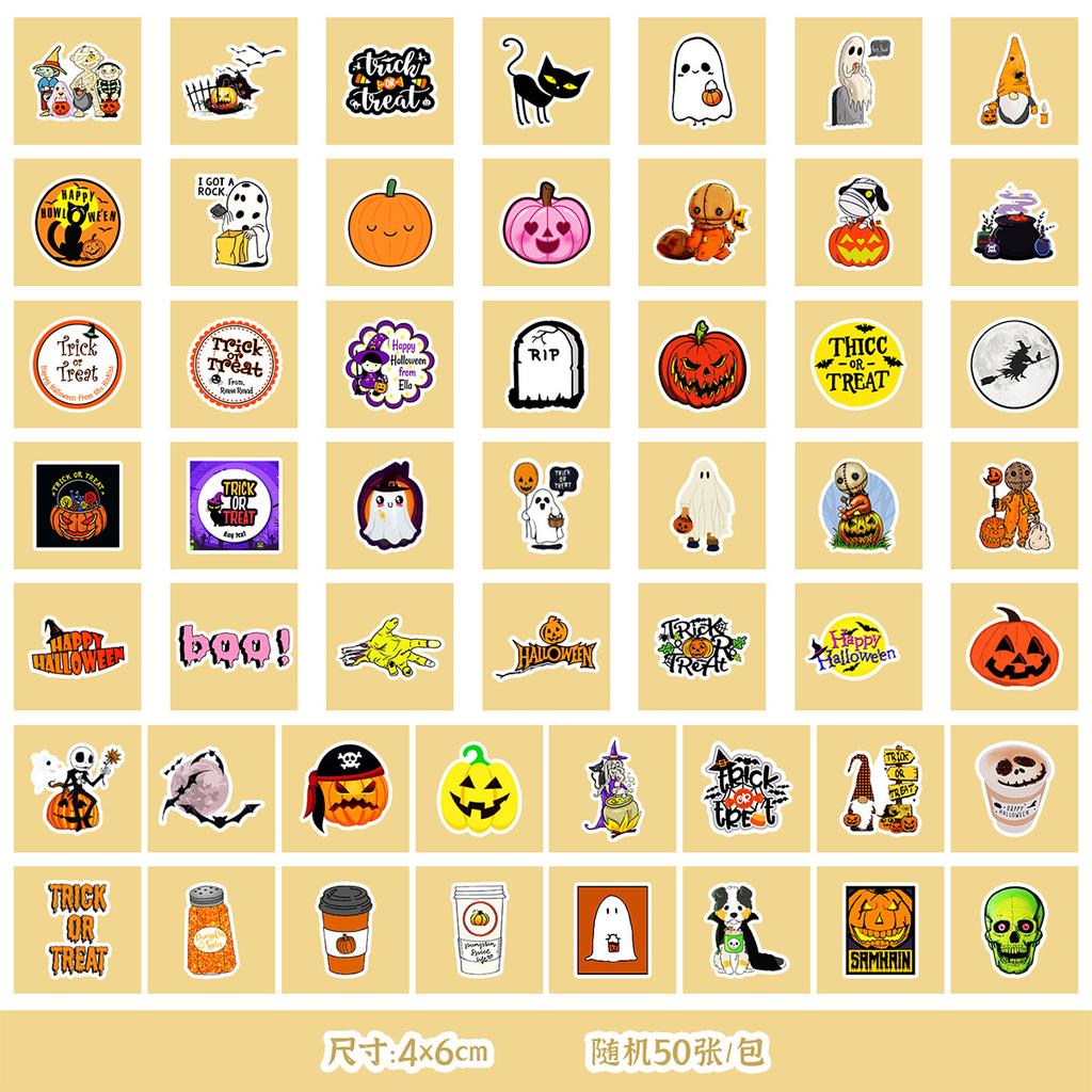 50/100 Halloween Stickers Mobile Ticket Waterproof Decorative Stickers Children's DIY Hand Account Stickers