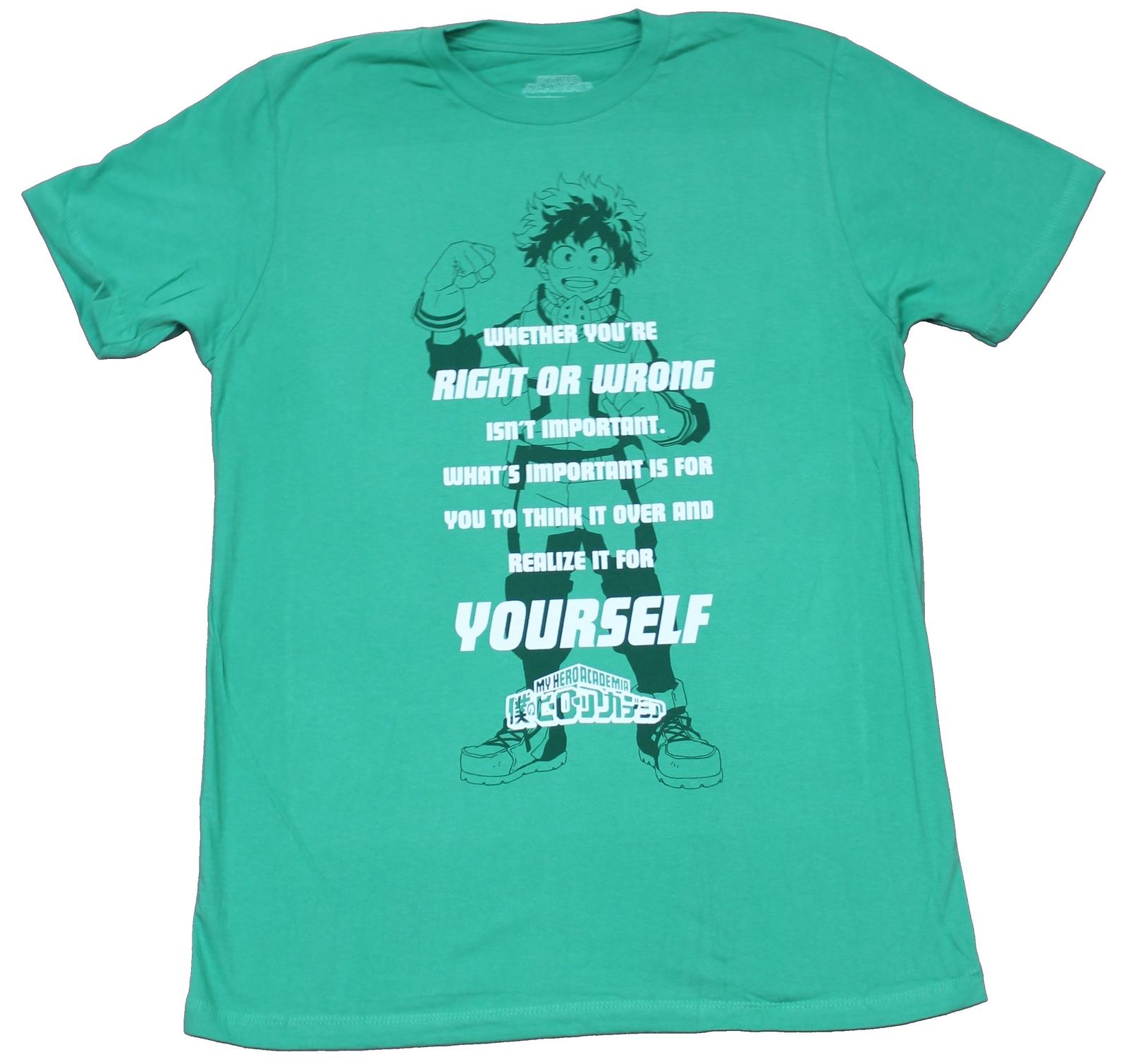 My Hero Academia Adult New T-Shirt - Deku Right or Wrong Realize For Yourself XL