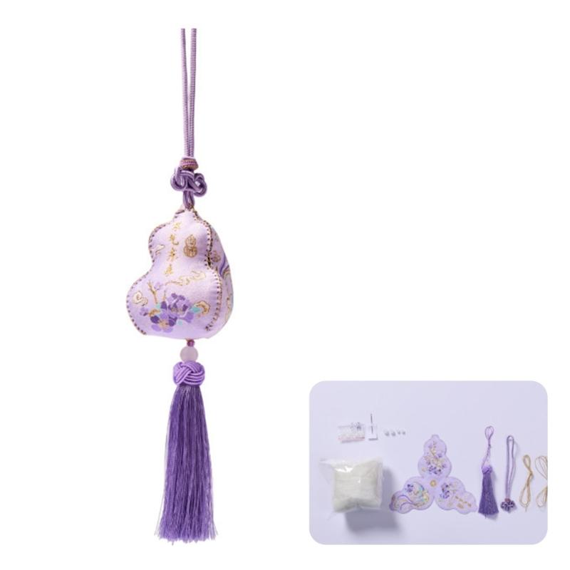 Cotton Gourd Embroidery Sachet Craft Set Easy Handmade Cultural Activity For Family Fun