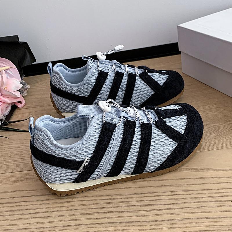 Breathable mesh German training shoes women's 2025 summer new popular retro Forrest Gump shoes flat casual sports white shoes