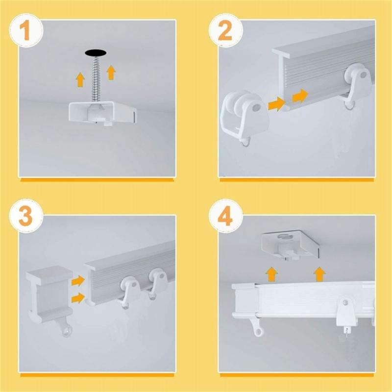 Quiet Glides Ceiling Curtain Rails 3Meter White Flexible Track Kits with Rollers Brackets for Heavy Drapes Room Divider