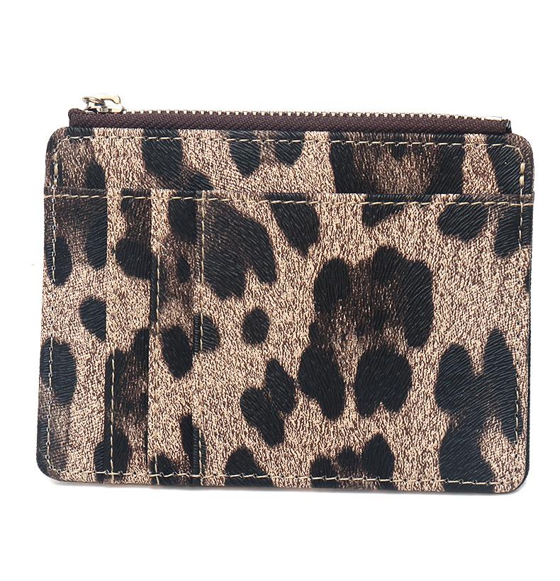 

Женский кошелек для кредитных карт из искусственной кожи с леопардовым узором на молнии для женщин коричневый