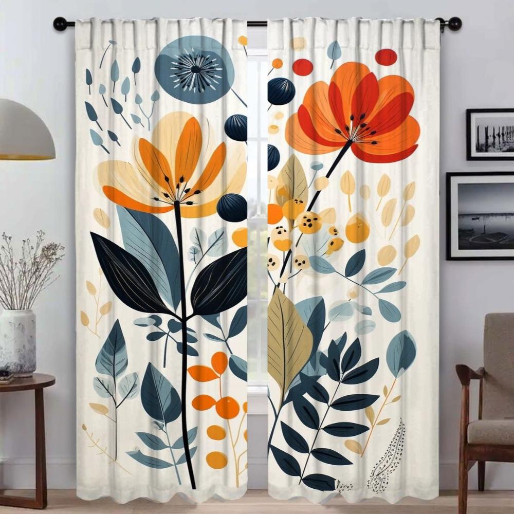Modern Living Room Curtains for Camera Flower Partition Shades Blackout Curtain Tulle for Bedroom Curtains 2 Pieces Kitchen Home