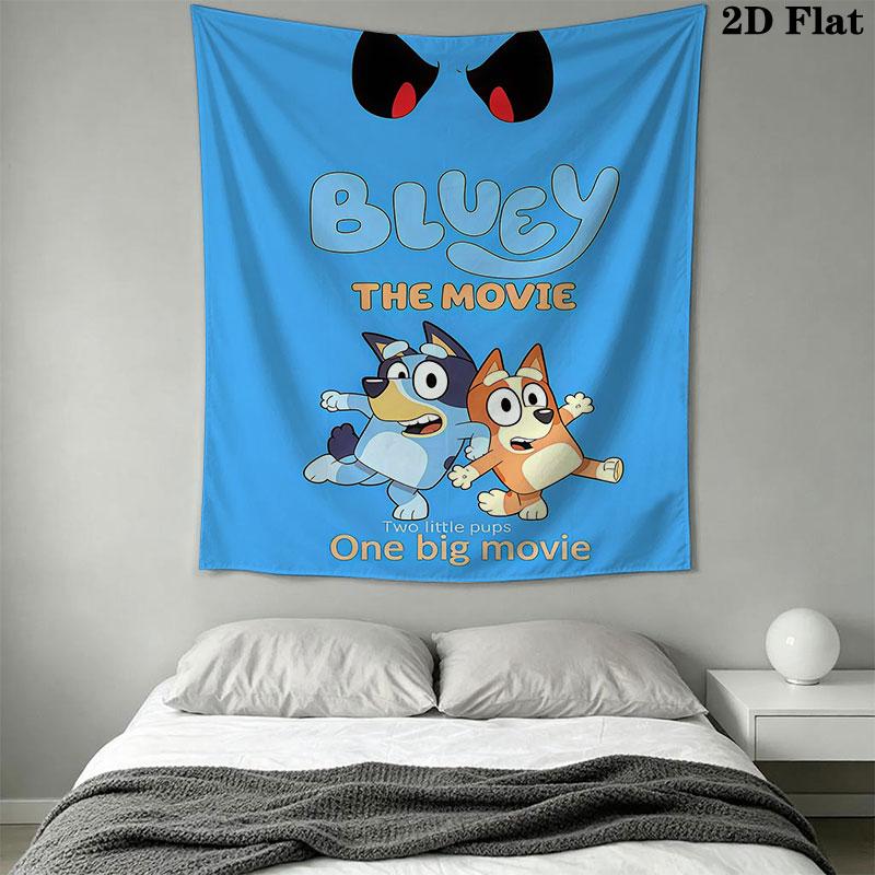 Bluey Cartoon Poster Wall Hanging Printed Fabric Blanket Decorative Tapestries for Bedroom Living Room Home Decor