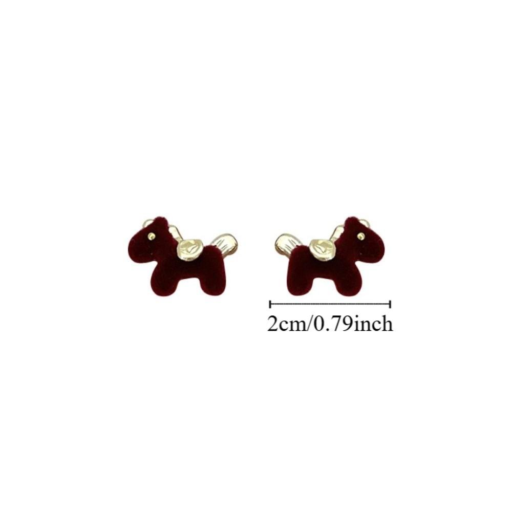 Good Luck Chinese Horse Stud Earrings Cartoon Zodiac Horse Pony Earrings New Year Gift
