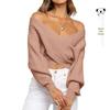 Striped V-Neck Loose Knit Sweater