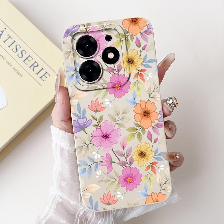 For Tecno Spark 10 Pro Case Cartoon Flower Liquid Silicone Shockproof Cover For Tecno Spark10 Pro Spark 10Pro 4G KI7 Phone Cases