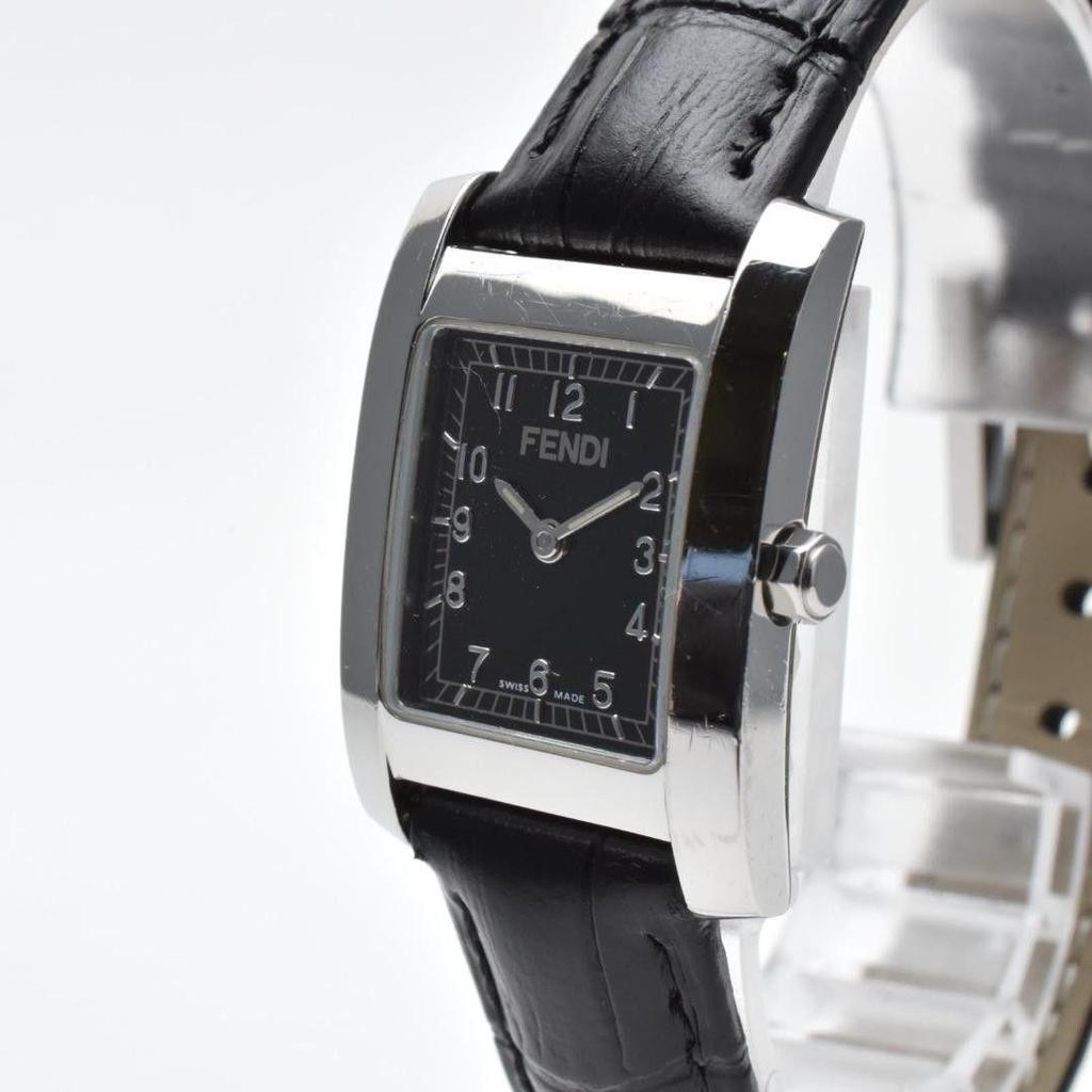 Used Good Condition FENDI Women's Watch Square Black Dial