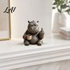 Funny Gorilla Hippo Elephant Figurines Middle‑Finger Figurine with Coffee Cup Resin Animal Statue Novelty Desktop Home Decor for Living