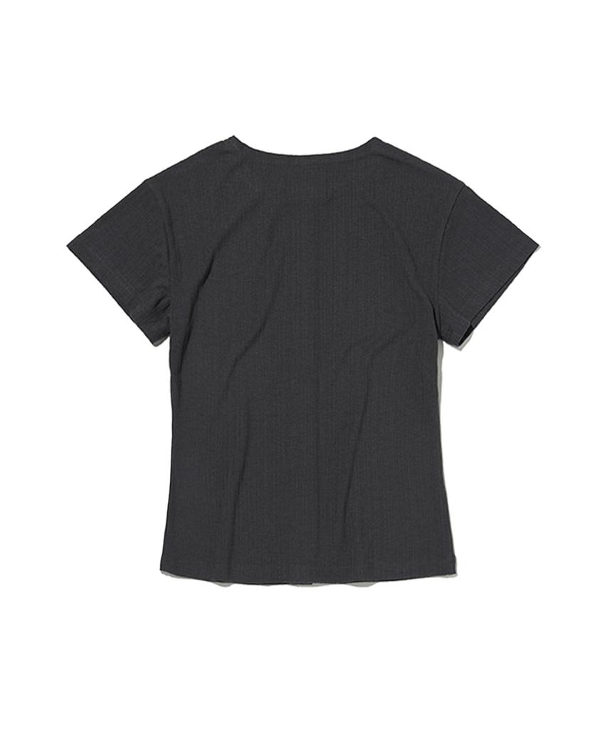 Seuweideu Button Crop Tee [Charcoal Gray]