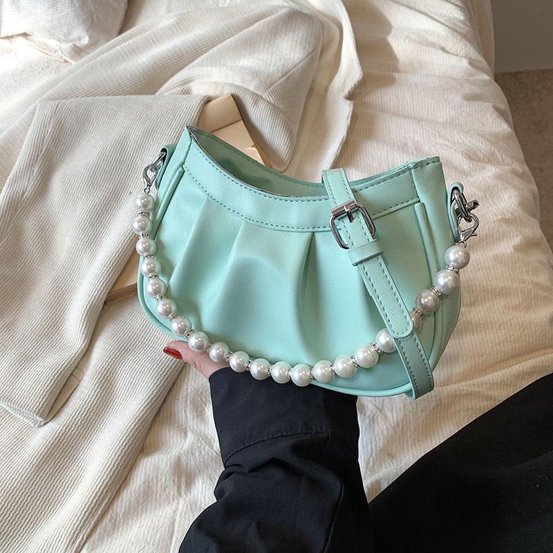 Popular Women Summer Crossbody Bags Fashion Beaded Pearly Single Shoulder Underarm Bags Casual Female Messenger Bag