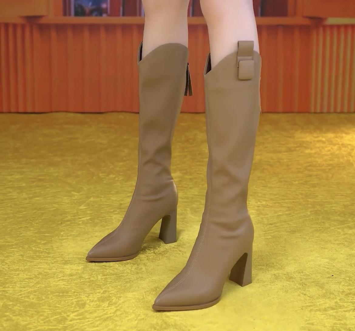 

But knee high-heeled boots women s autumn and winter 2024 new thick-heeled rear zipper temperament versatile high boots fashion boots 40 абрикосовий