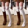 Socks Women Sexy Autumn/Winter Solid Color Thigh High Lace Cute Lolita Thick Warm Stockings Black White Overknee Long Leg Socks