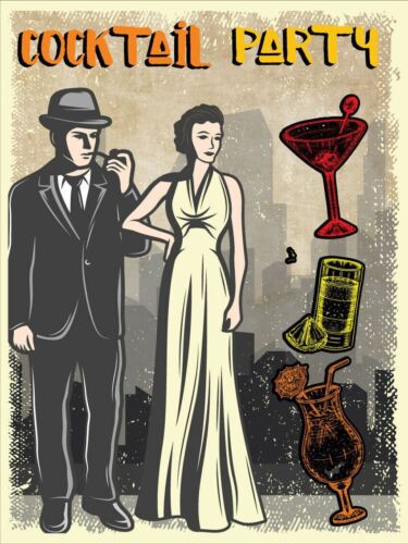 

Cocktail Party Wall Plaque Vintage Metal SignAluminum 20x30cm（7.8x11.8inch）