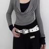 Antique Rivets Studded Waist Belt With Engraved Pattern Buckles PU Leather Pin Buckles Waistband For Women Jeans Pants