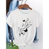 European Size European Size Short-Sleeve T-Shirt with Butterfly Note Pattern Print