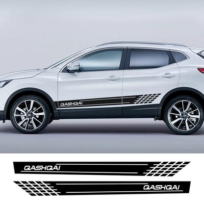 2PCS Car Door Side Skirt Stripe Stickers Racing Sports Vinyl Decals Decoration Auto Accessories For Nissan Qashqai J11 J10 J12