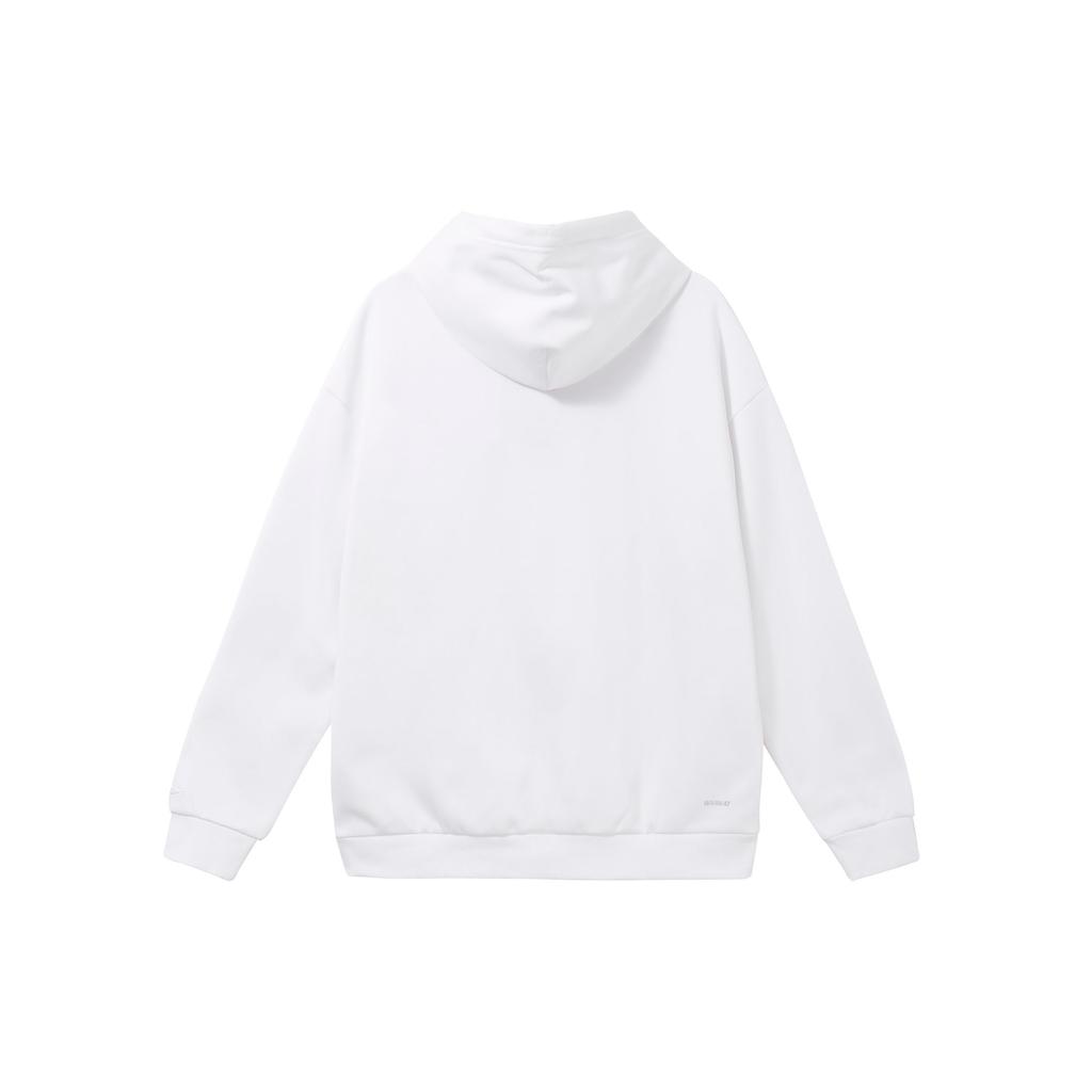 Li-Ning Embroidered Logo Fleece Hooded Long Sleeve Sweatshirt Unisex Sweatshirt White AWDRC33-1