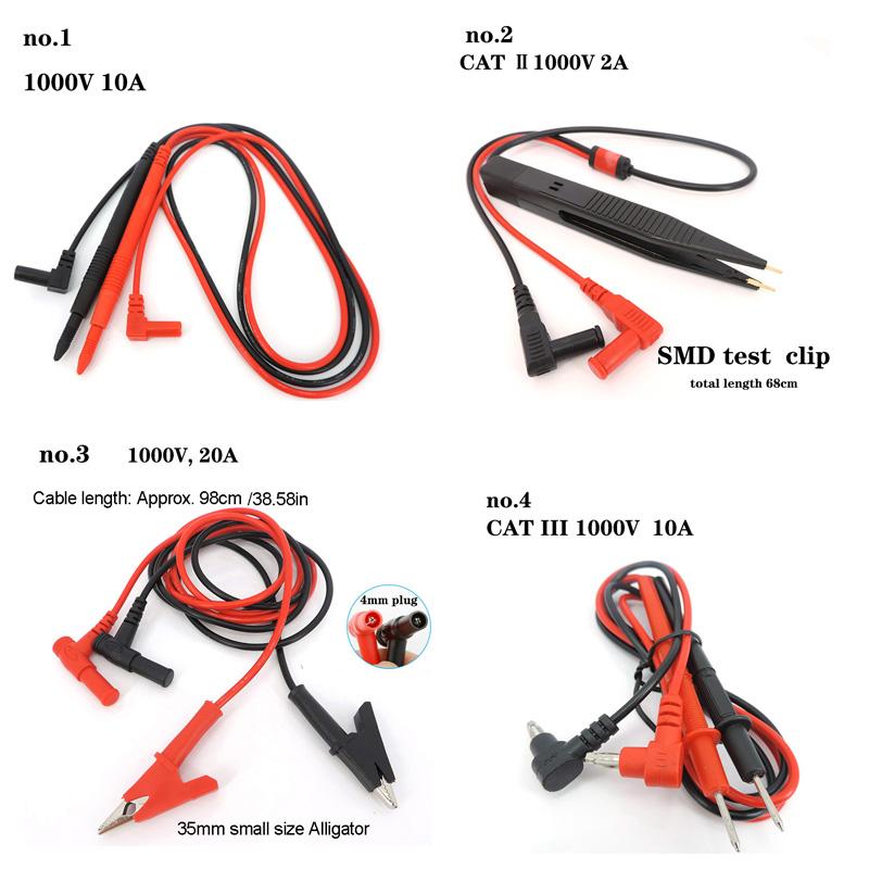 Digital 1000V 2A 10A 20A Thin Tip Multimeter Multi Meter Test Lead Cord Probe Wire Pen Cable Tester 4mm Banana End Tools