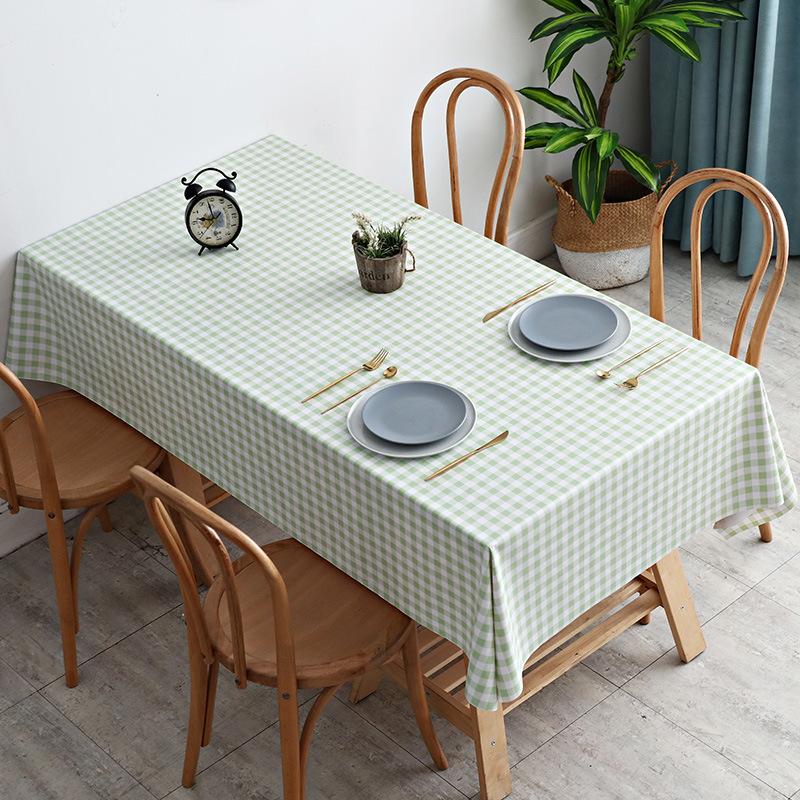 Waterproof and Oil-proof Solid Color PVC Table Cloth Anti-scalding and Washable Plaid Table Cloth Simple Rectangular Round Table Cover Cloth