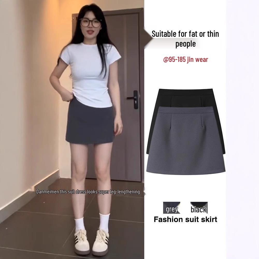 Gray Suit Midi Skirt: New 2025 Petite A-Line High Waist Bodycon Skirt for Women - Plus Size, Autumn/Winter Collection