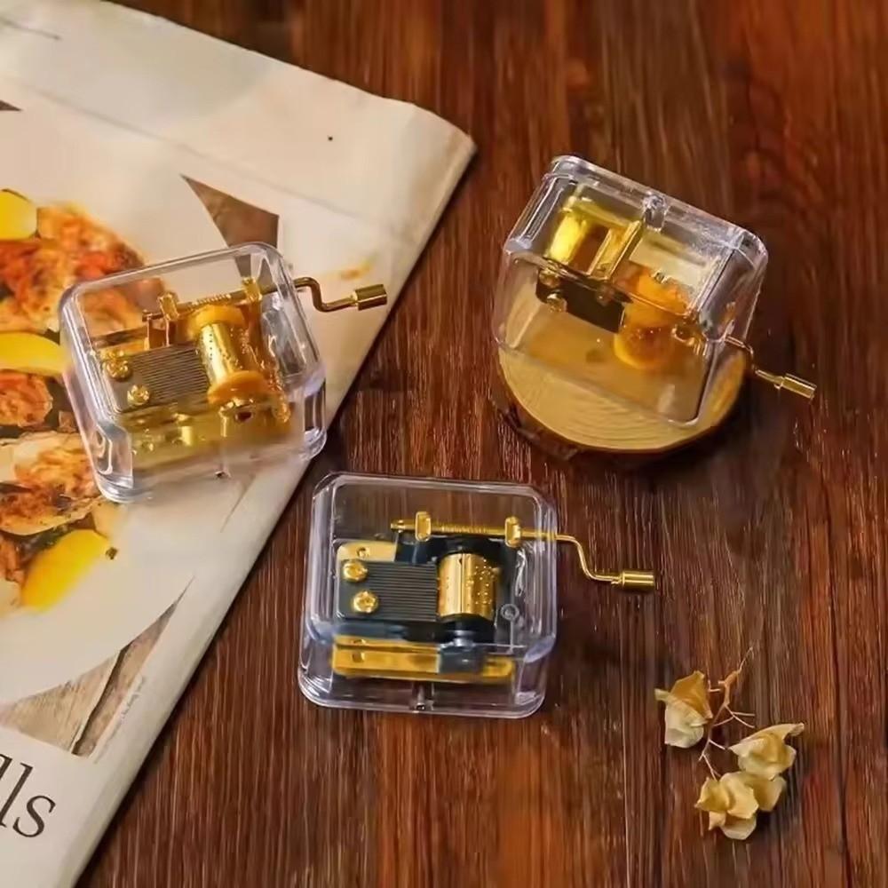 Plastic Music Bell Gold-Plated Music Box Movement Creative Hand-Cranked Music Box  Graduation Gift