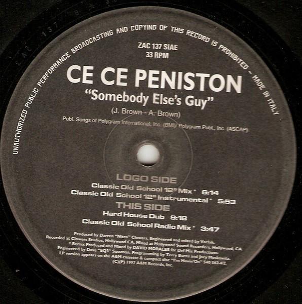 

12inch Record CE CE PENISTON Somebody Elses Guy ZAC137 Zac Records 1997 Italy Dance Electronica Used