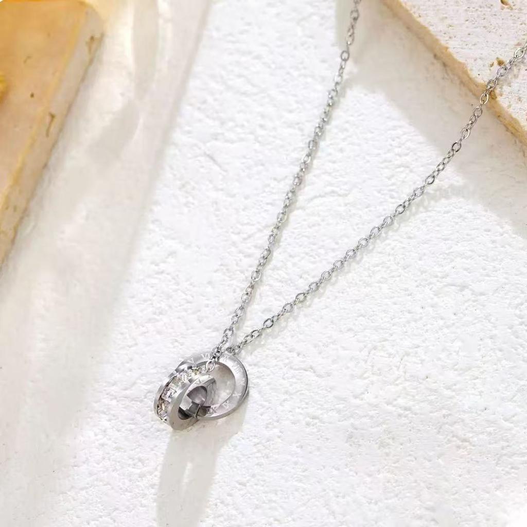 Novirassine  Elegant Pendant Necklace Stainless Steel PVD Waterproof CZ Inlay for Women Anniversary Romantic Jewelry