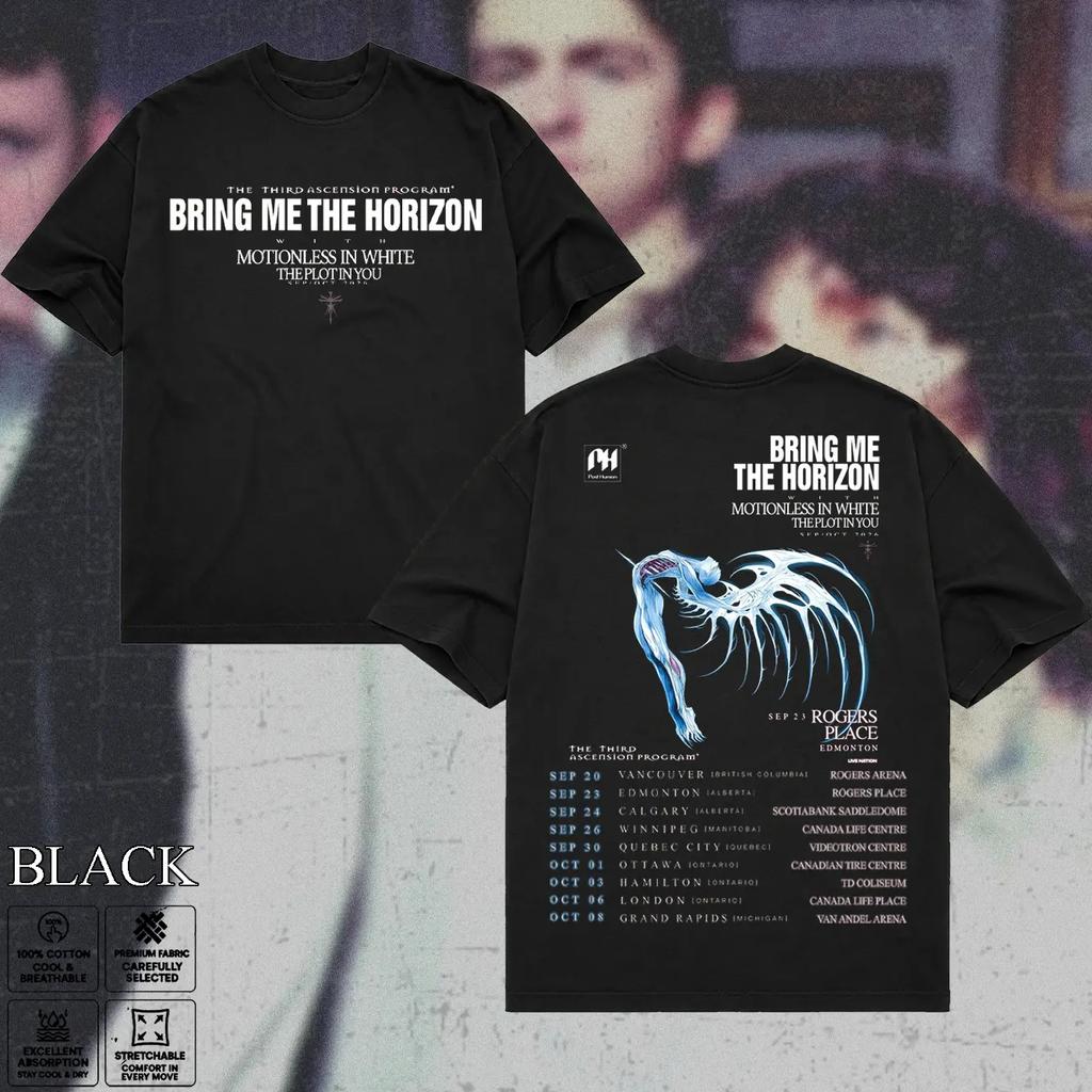 BMTH Bring Me The Horizon Maglietta Terza Ascensione Tour Stampa Date Tour Posteriore Unisex Oversize Fan Metalcore Manica Corta