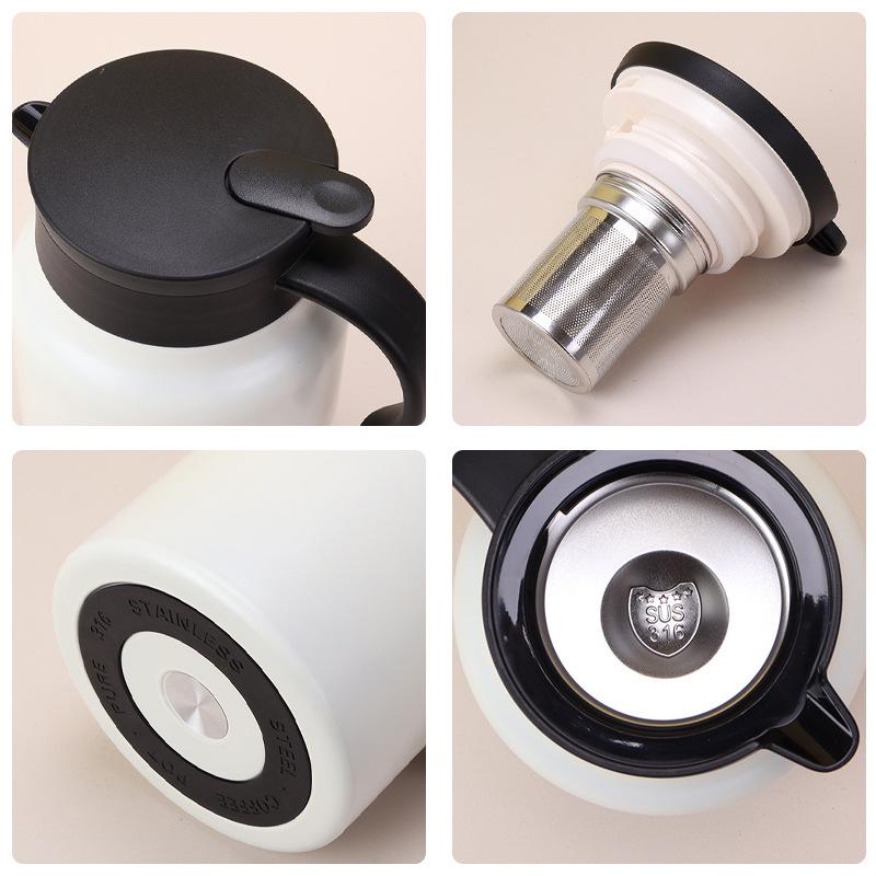 Large Capacity 316 Stainless Steel Stewing Teapot with LED Display and Wood Grain Handle