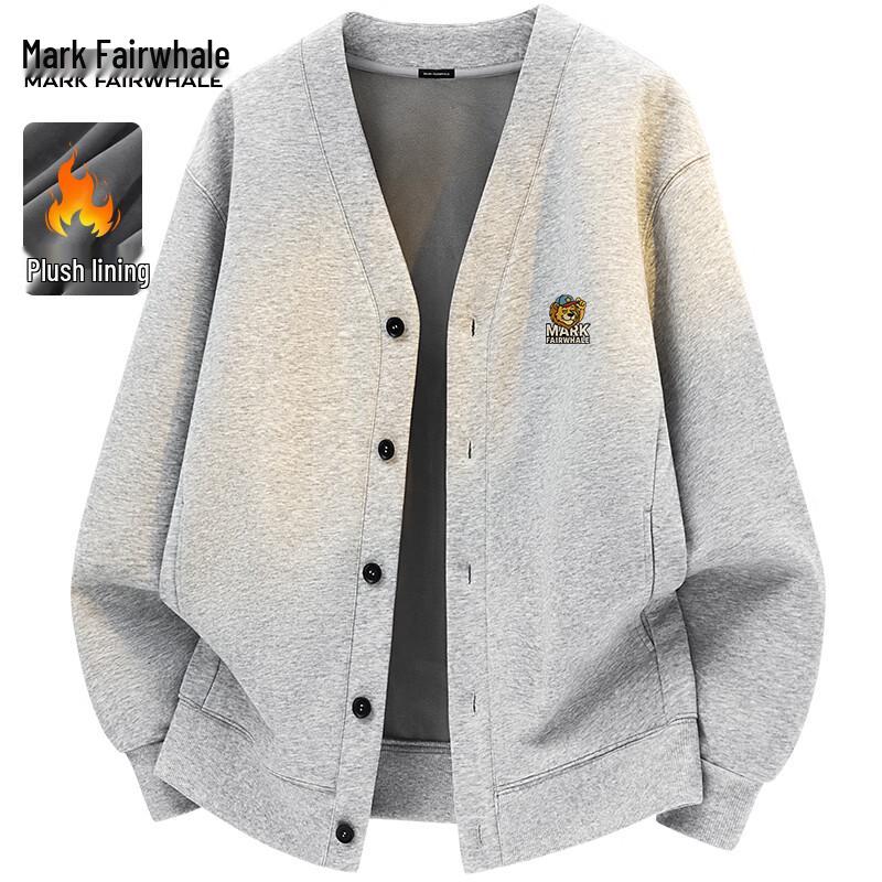 

Mark Fairwhale Men s V-Neck Embroidered Plush Lined Cardigan M