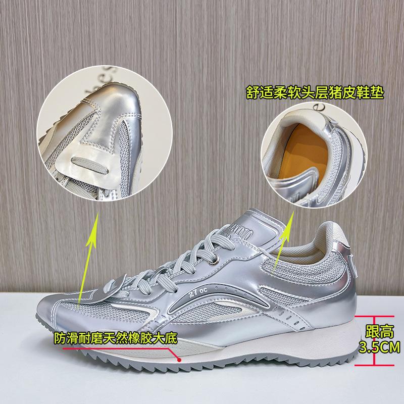 Leather Dad Shoes Women's 2025 Autumn New Pointed Versatile Sports Shoes Women's Casual Platform Shoes Fashion Women's Shoes Trend