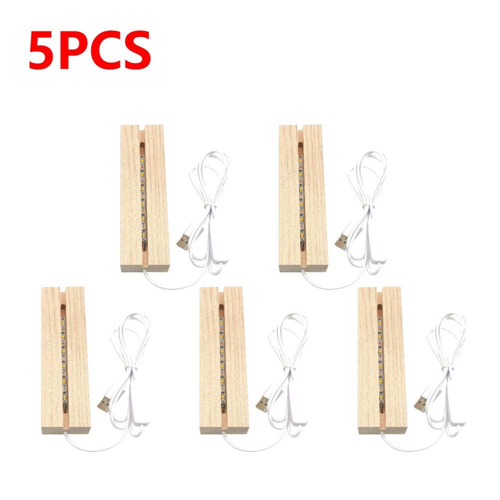 1-10PCS LED Wood Light Display Crystal Wooden Lighted Stand Acrylic Light Plate Base USB Wooden Base Desktop Decor Night Light