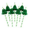 10Pcs 3D Christmas Tree Paper Straws Christmas New Year Holiday Party Decoration Supplies Juice Drinking Straws