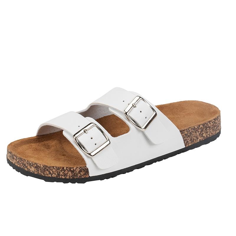 Couple Slippers Luxury Cowhide Summer Slipper Muller Slides Outdoor Casual Beach Slippers for Men Cork Flip-flops Slides