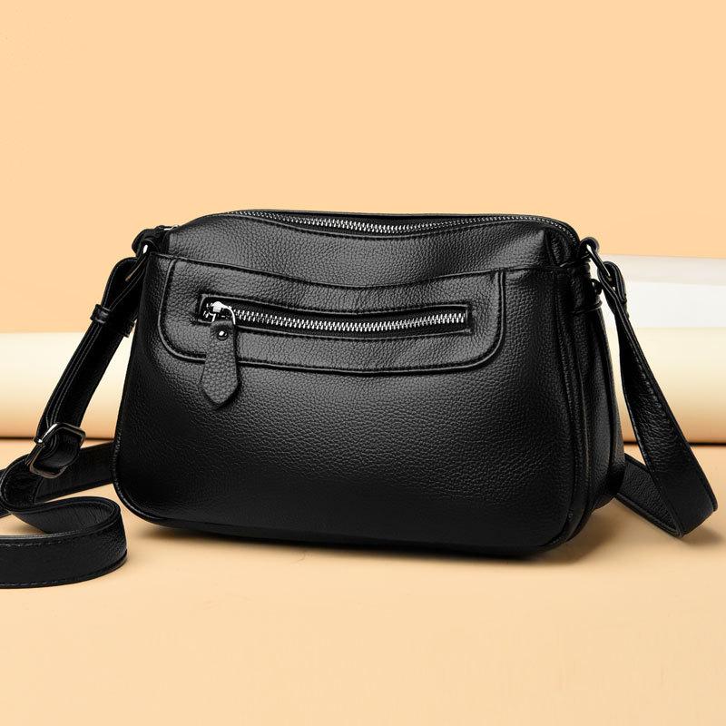Bag 205 New Fashion Middle-aged and Elderly Casual Soft Leather Large Capacity Crossbody Commuter Bag Versatile One-shoulder Mom Bag