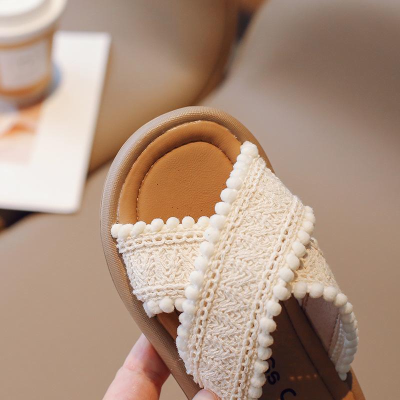 2026New Summer Girls' Slippers Bohemian Style Children's Baby Shoes Open-Toe Non-Slip Toddler Sandals