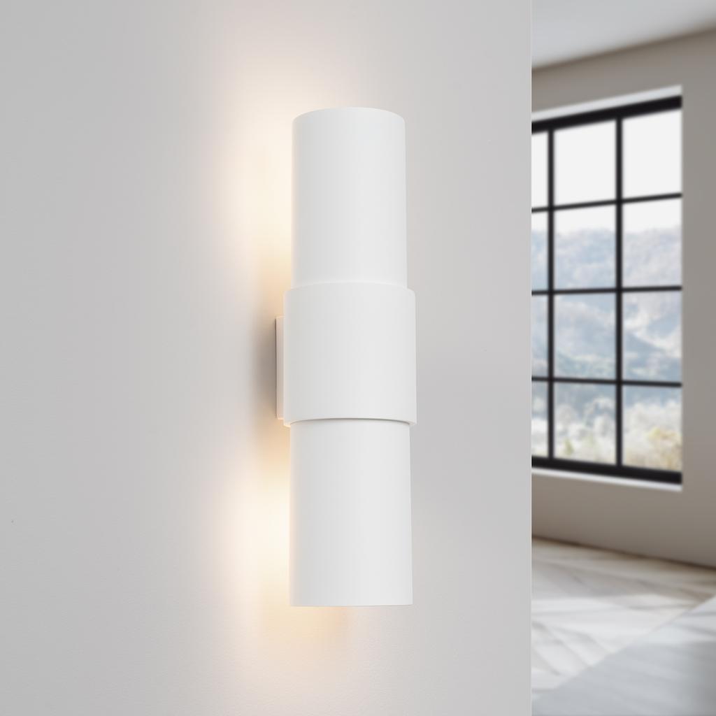 Kinkiet Ścienny Nowoczesny Biały Okrągły Pionowy Obrotowy Klosz Do Salonu Przedpokoju 2Xe27 15W Flash Sollux Lighting