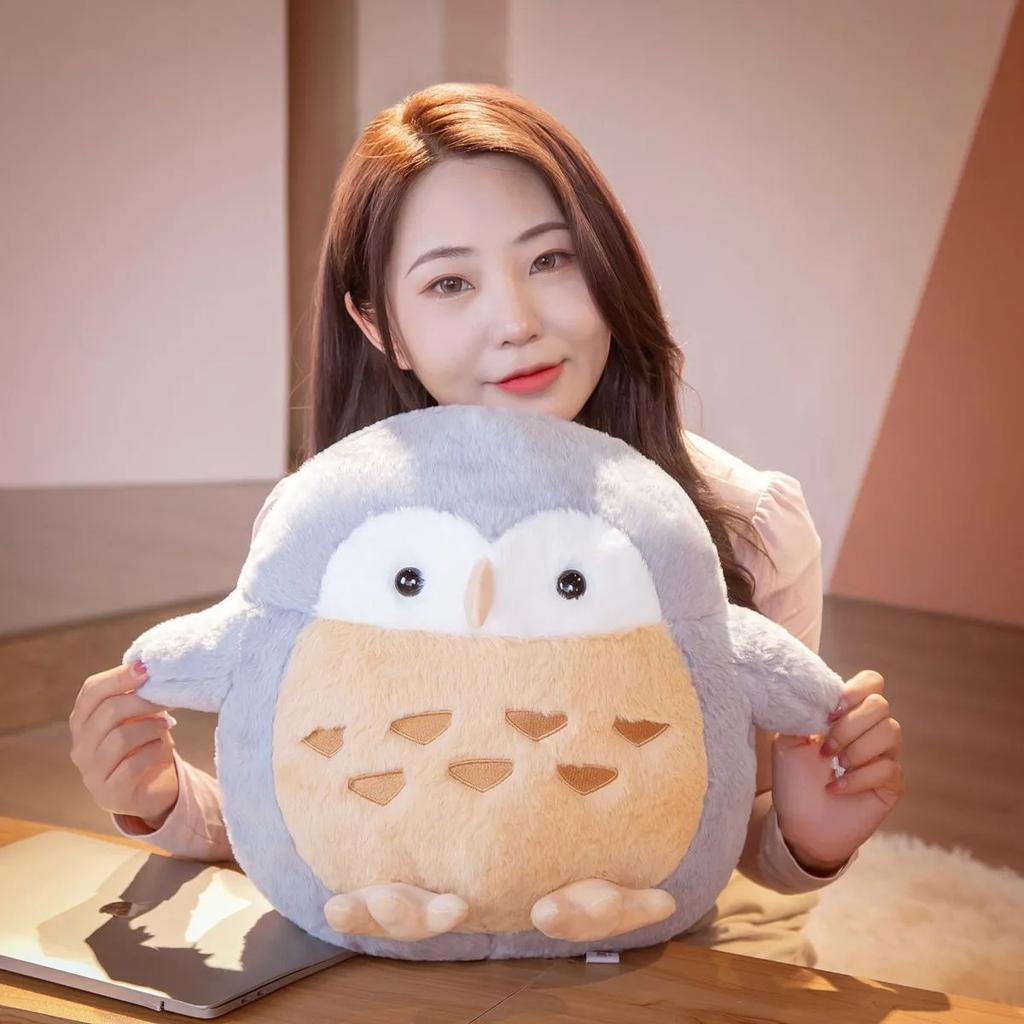 35-45CM Cartoon Round Rolling Owl Stuffed Animal Plush Toy Cartoon Bird Children's Sleeping Doll Christmas Gift