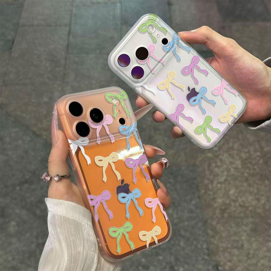 Colorful Bowknot Phone Case for Apple 17 Pro Max - Soft Shell, Drop-proof, with Integrated Camera Button