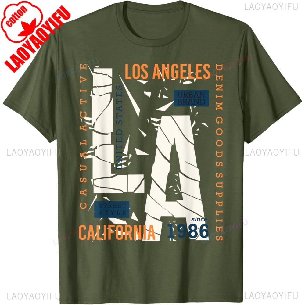 Los Angeles California TShirt Creative Design LA Street Fashion Novel Tshirt Men Women Summer Casual Crewneck Cotton Tee Tops