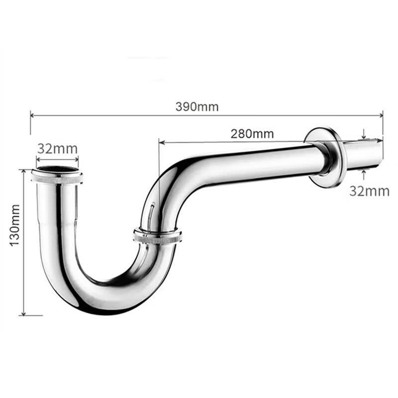 Golden Ox Stainless Steel 32mm Washbasin P-Trap Drain Pipe